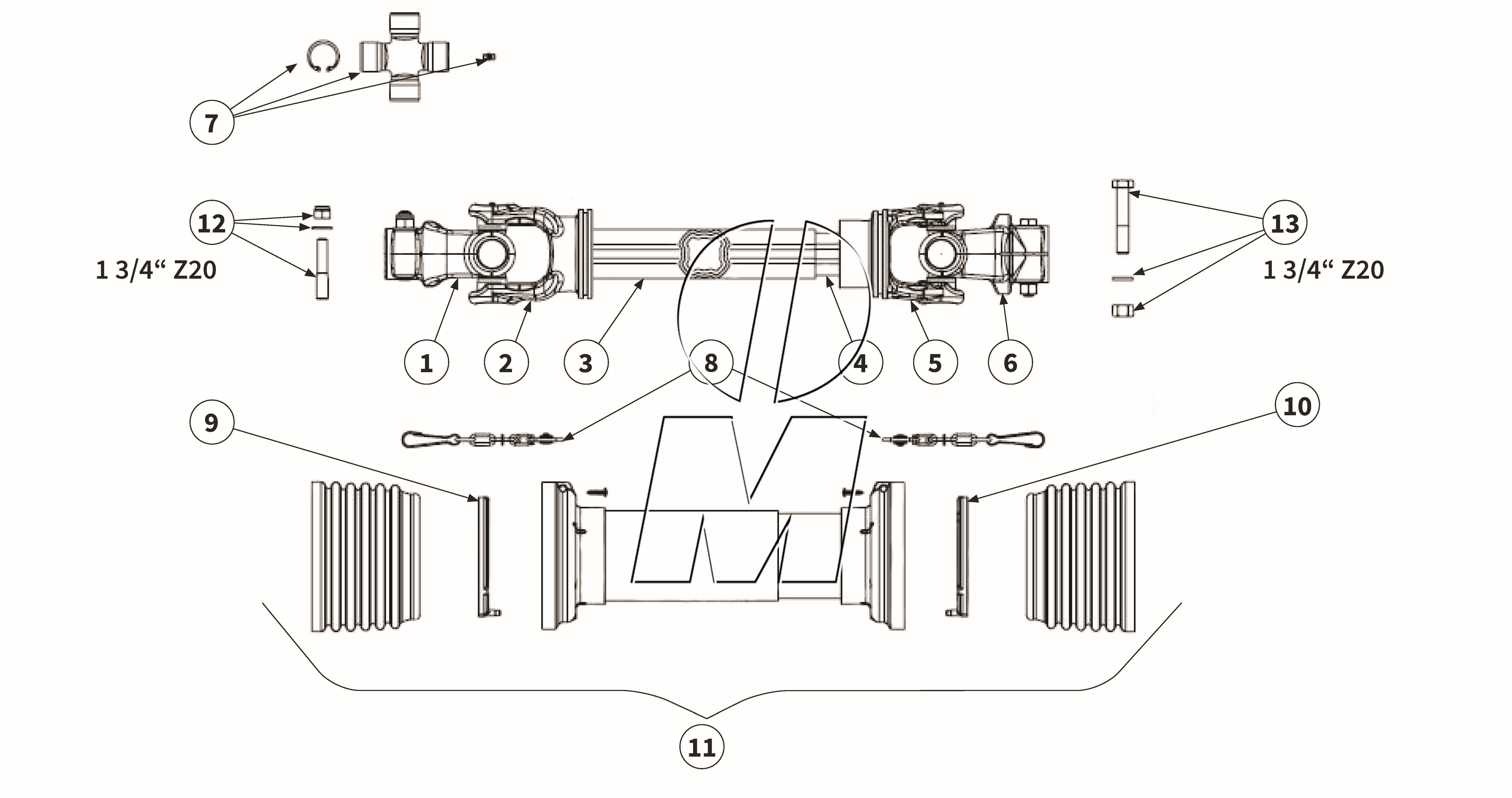 Exploded view 15: PTO shaft - DS9N096FX (P_MF_ET_24_WEL)