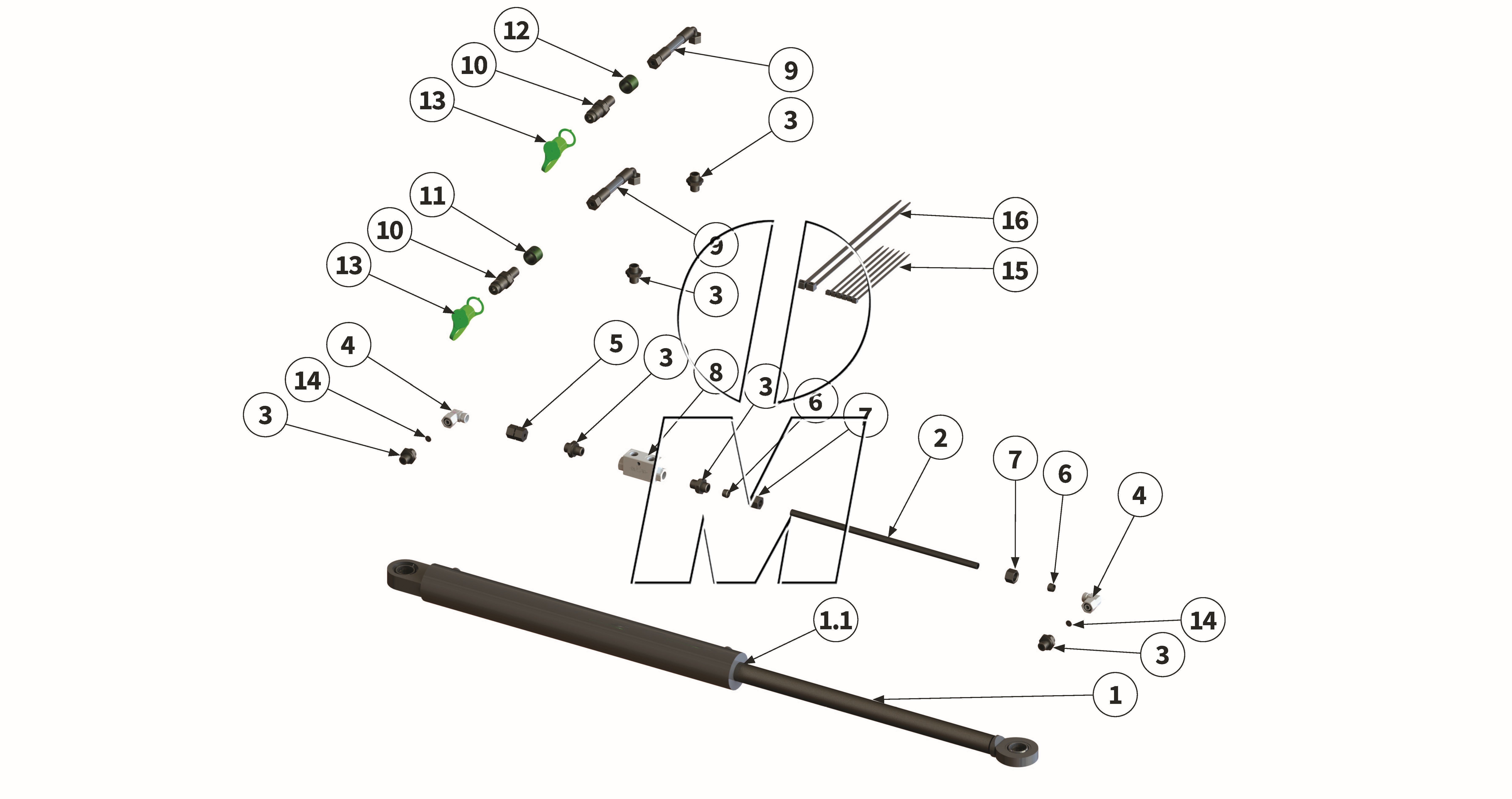 Exploded view 22: Hydraulic side shift (P_MSP_ET_25_WEL)