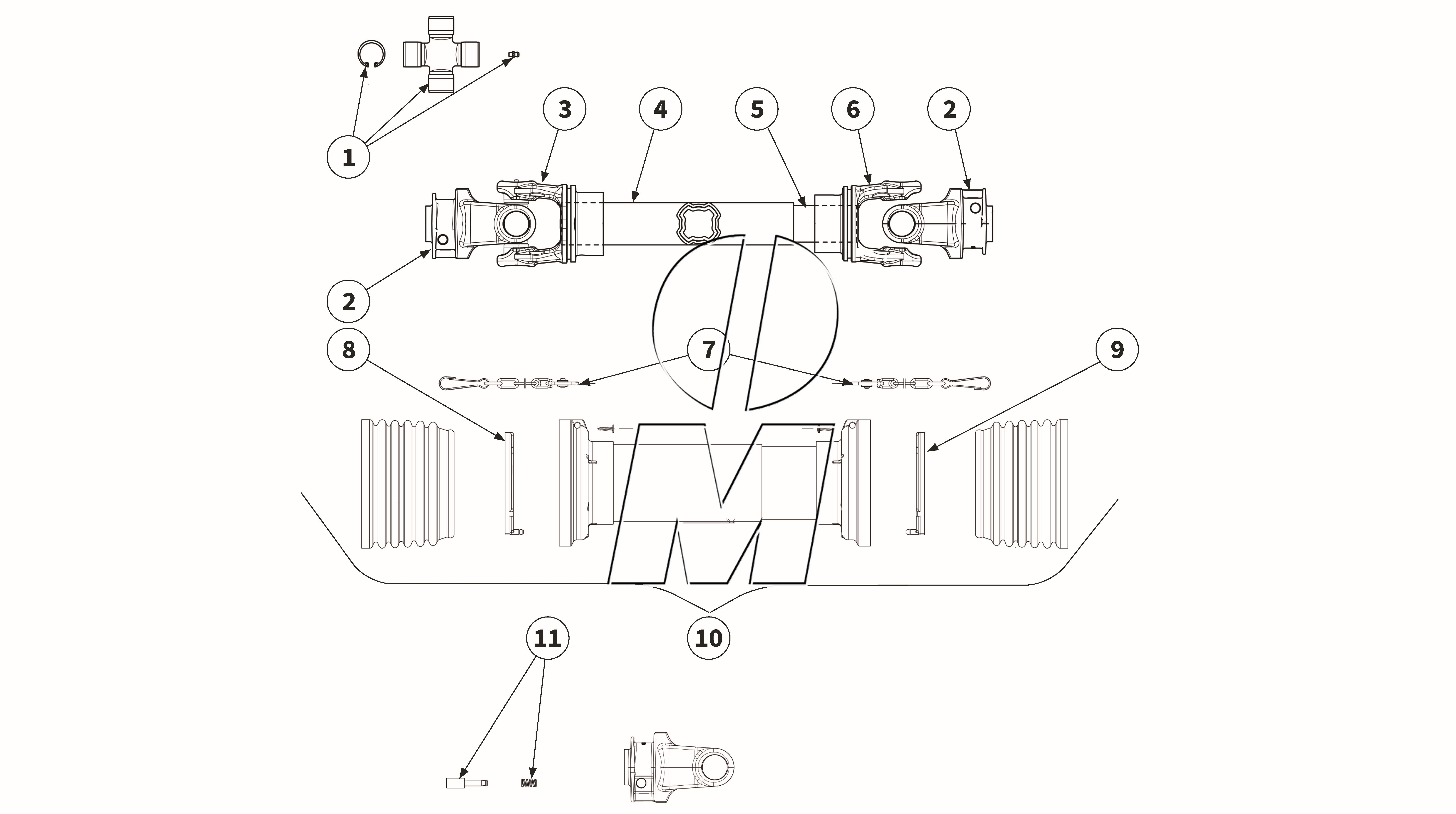 Exploded view 12: PTO shaft - GE2501 (P_M_ET_24_WEL)