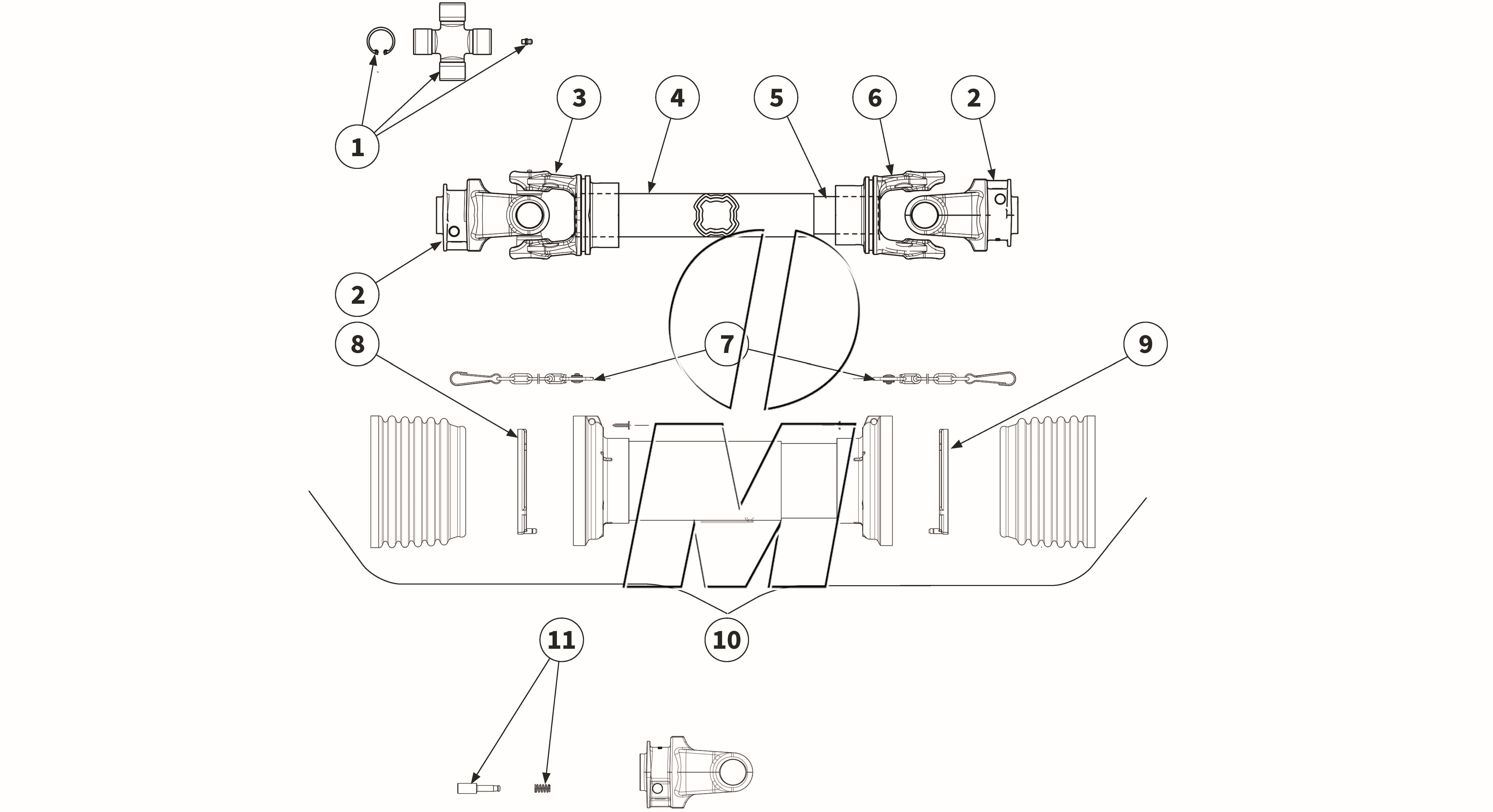 Exploded view 11: PTO shaft - GE2501 (P_VS_ET_24_WEL)
