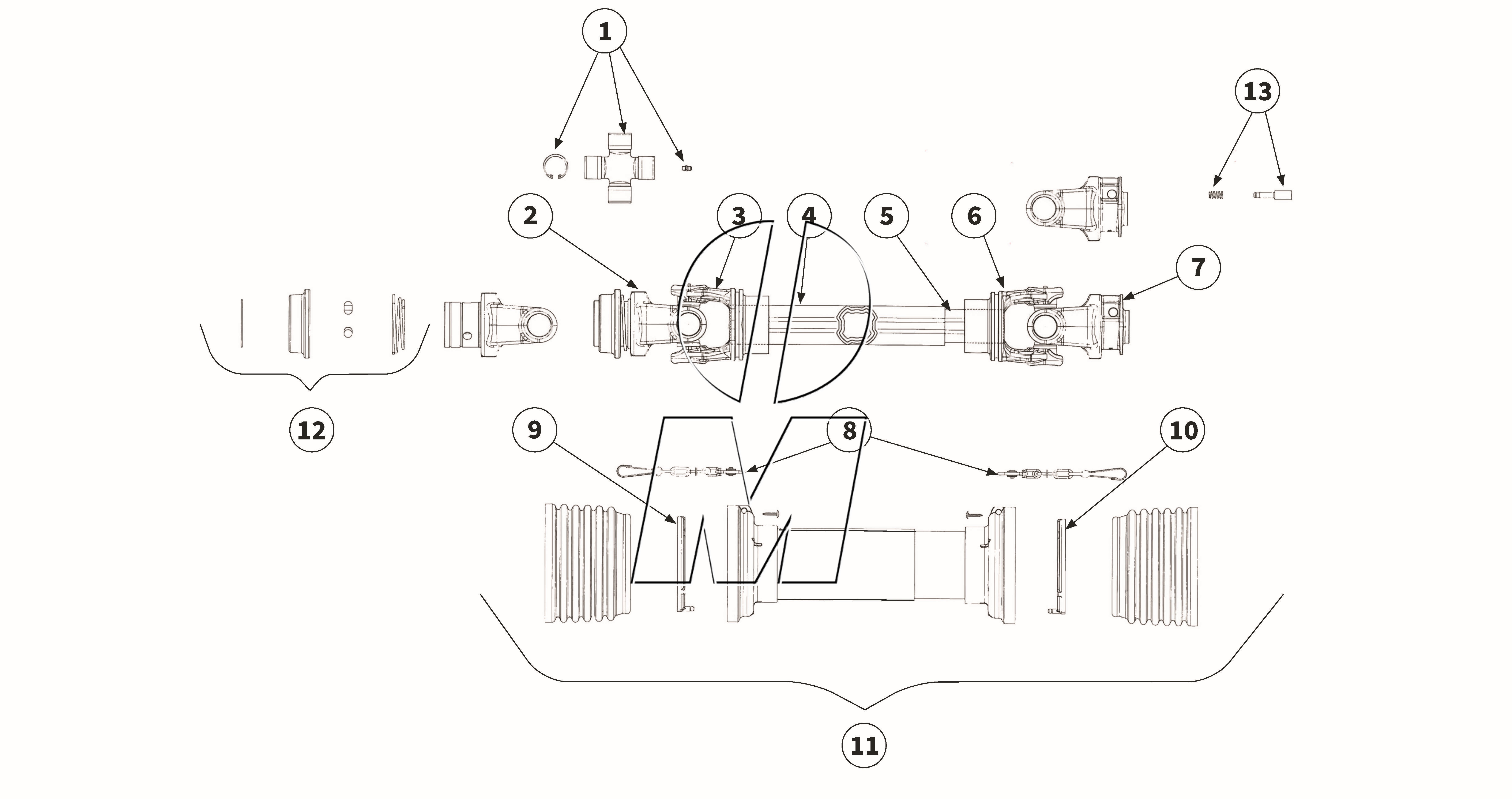 Exploded view 10: Cardan shaft - GE2504 (P_LS_ET_25_WEL)