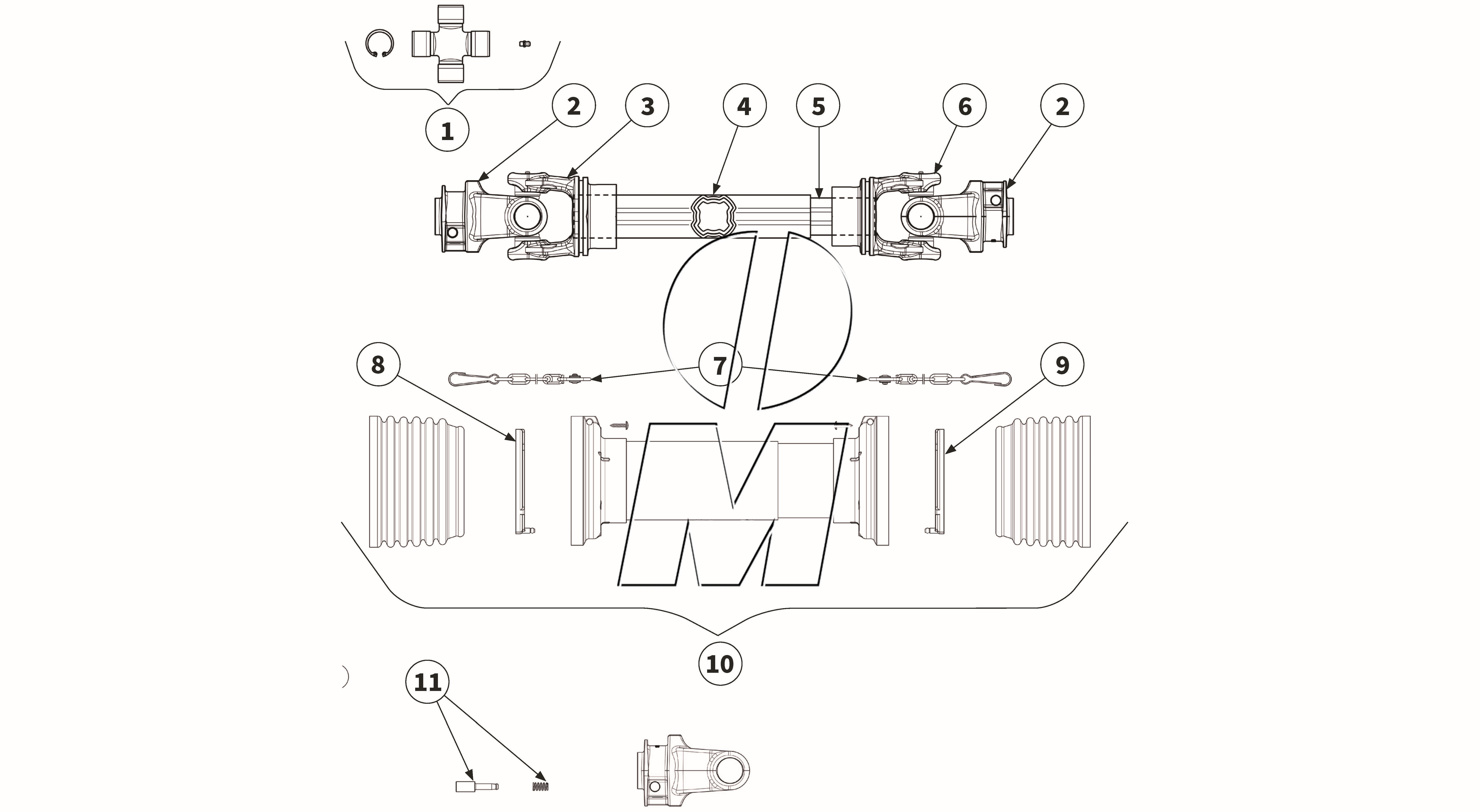 Exploded view 12: Cardan shaft - GE2501 (P_PRO_ET_24_WEL)