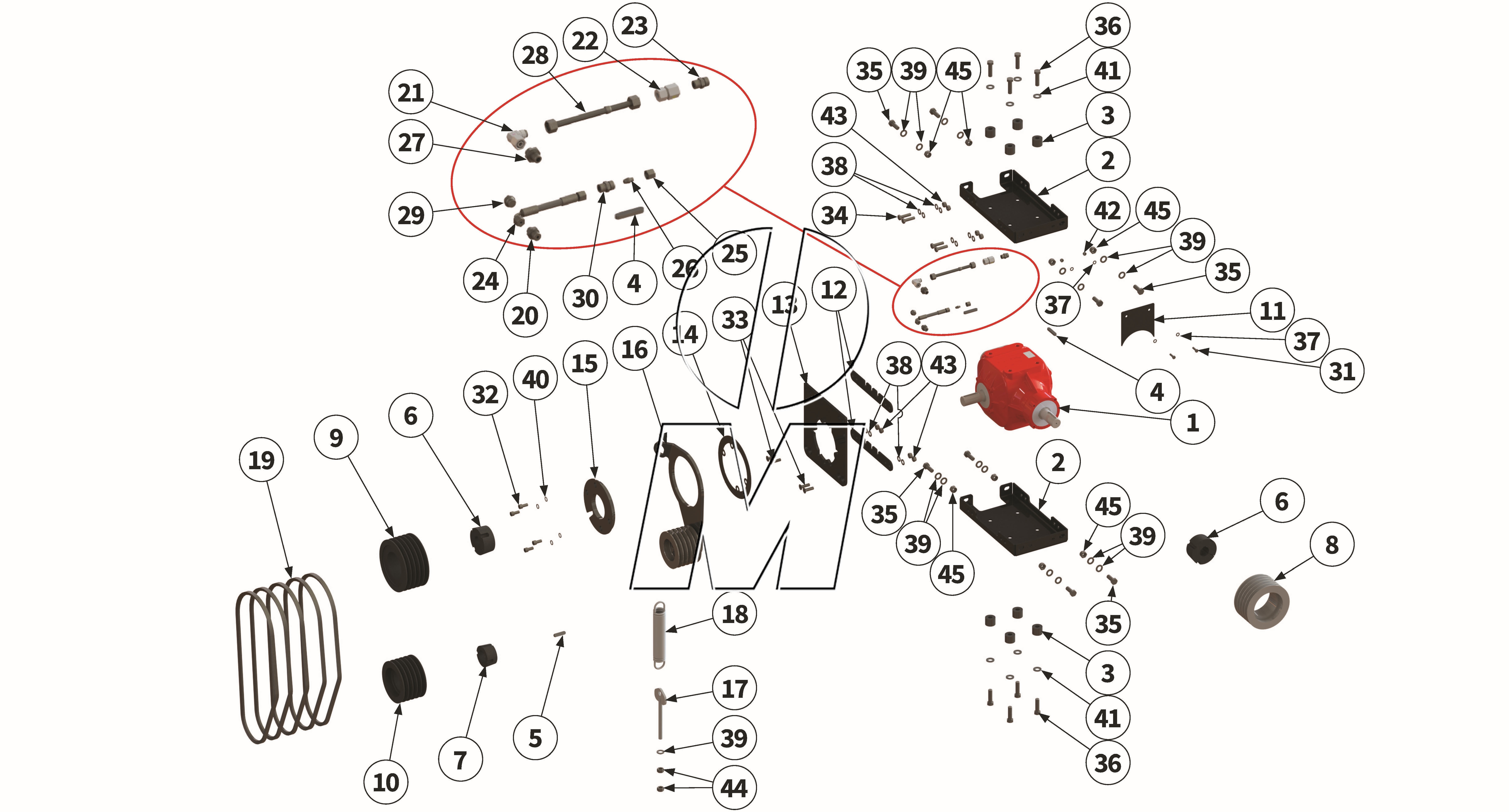 Exploded view 09: Drive and gear box (P_MSP_ET_25_WEL)