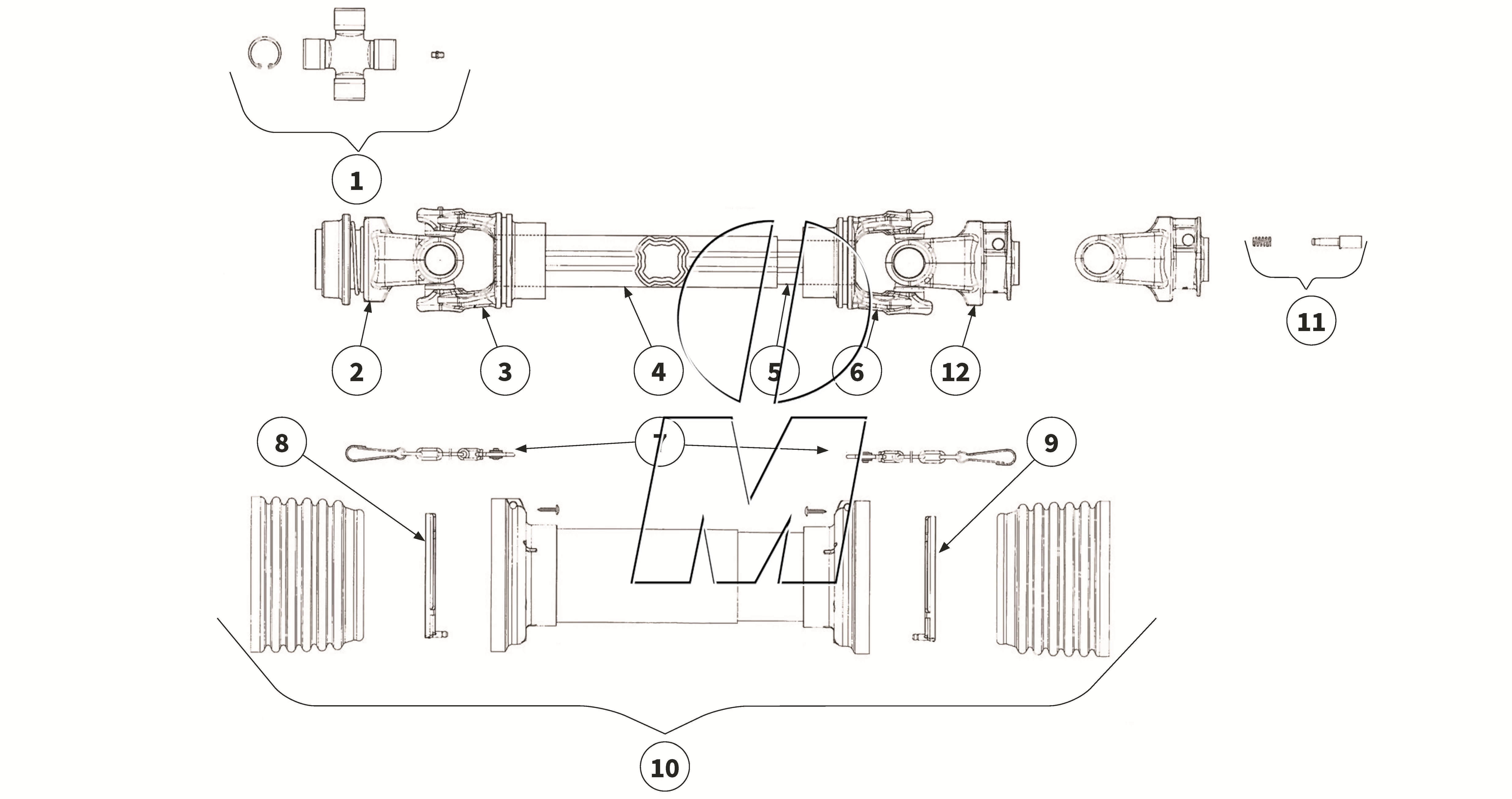 Exploded view 10: Cardan shaft - GE2503 (P_HS_ET_23_WEL)