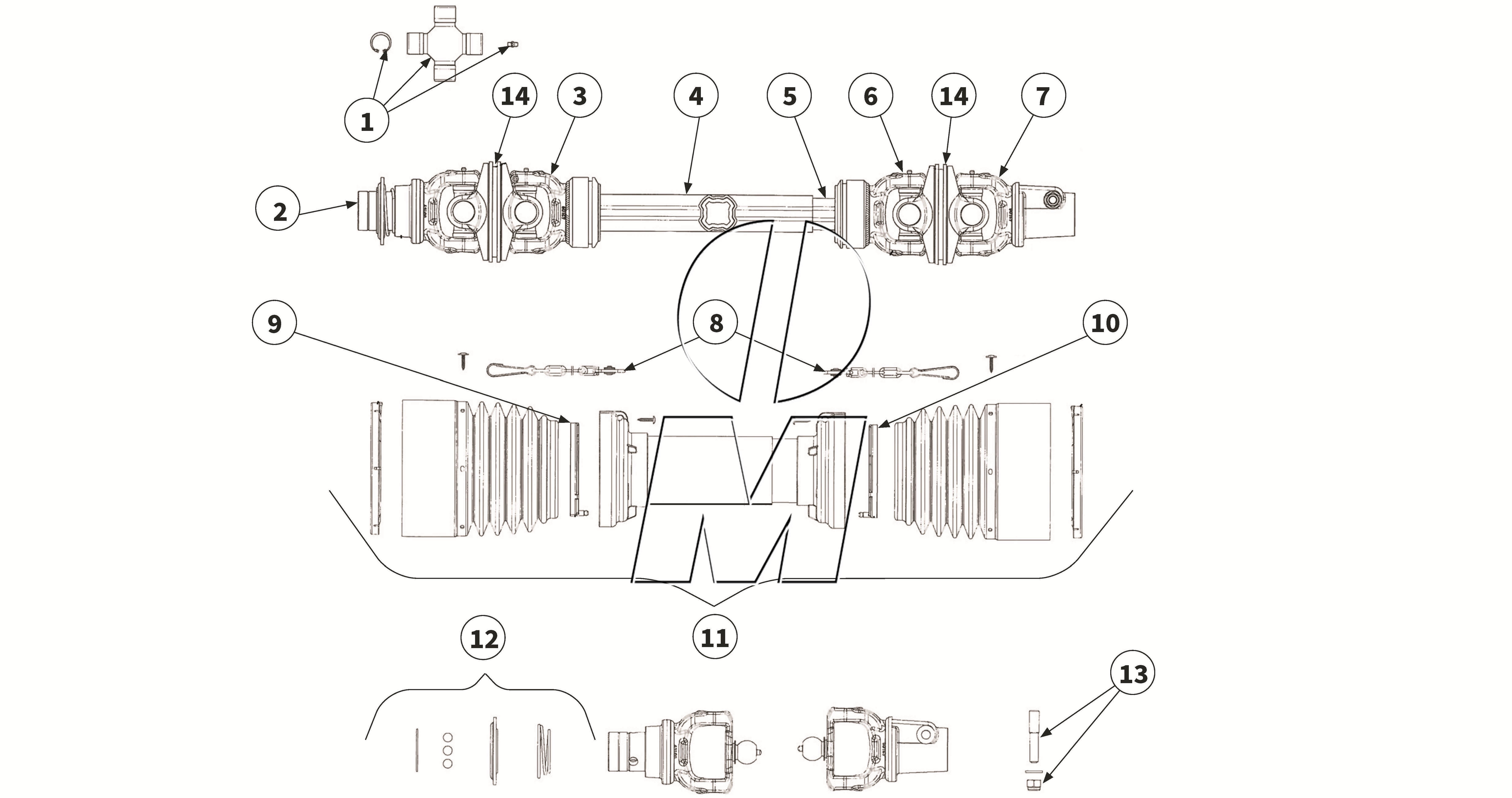 Exploded view 11: Cardan shaft - GE2504WW (P_LS_ET_25_WEL)