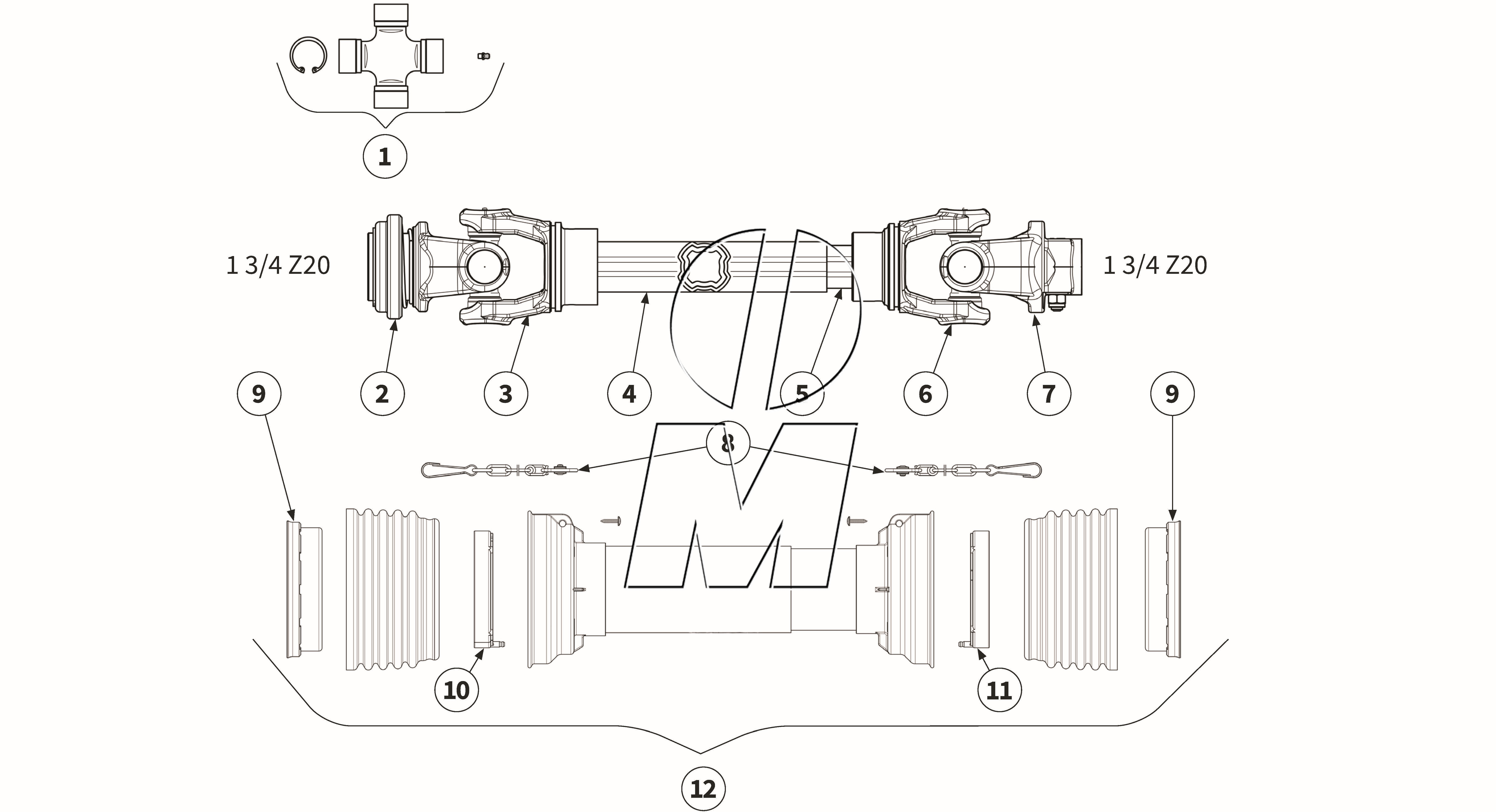 Exploded view 21: PTO shaft - 00044881 (P_PROF_ET_25_WEL)