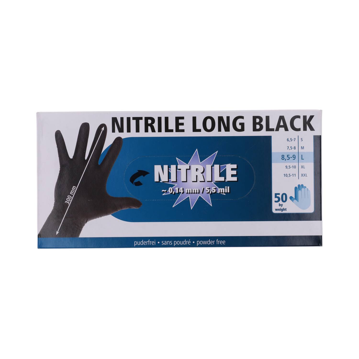 Long Black Einmalhandschuhe L / 9