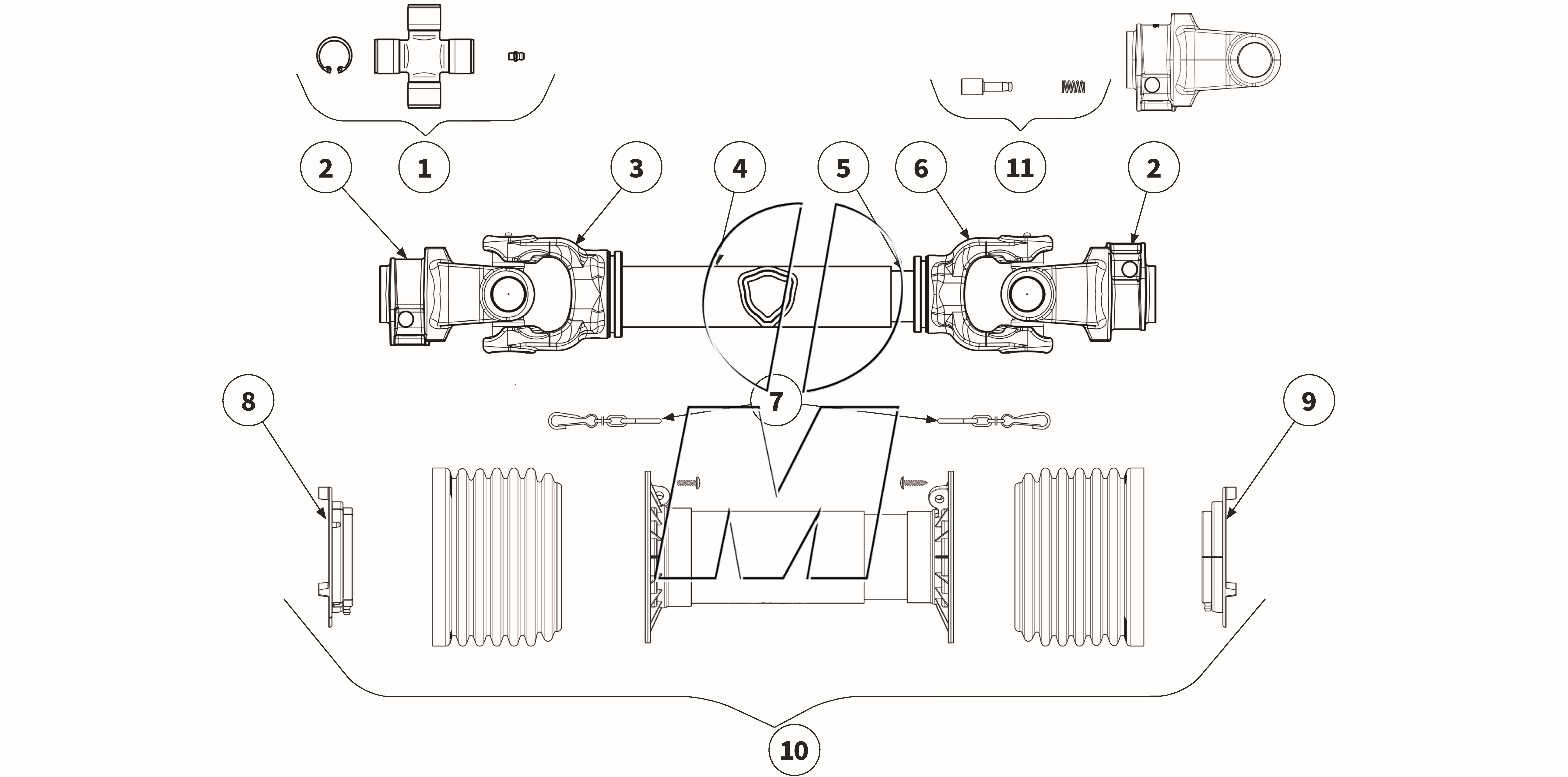 Exploded view 12: Cardan shaft - GE2401 (P_L_ET_25_WEL)