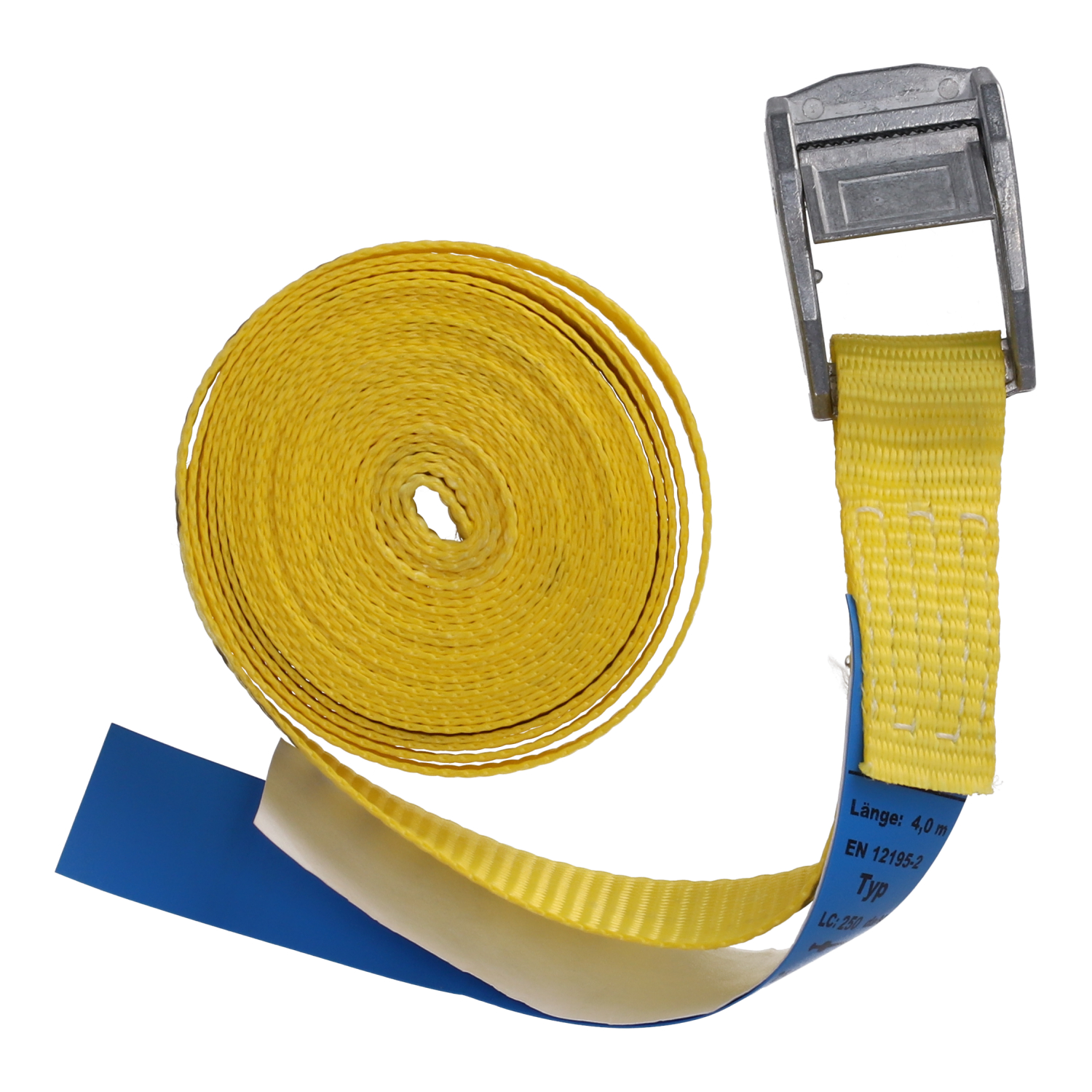 AGROMA Zurrgurt gelb mit Klemmschloss 25 mm / 4 m 250 daN mit AGROMA-Aufdruck