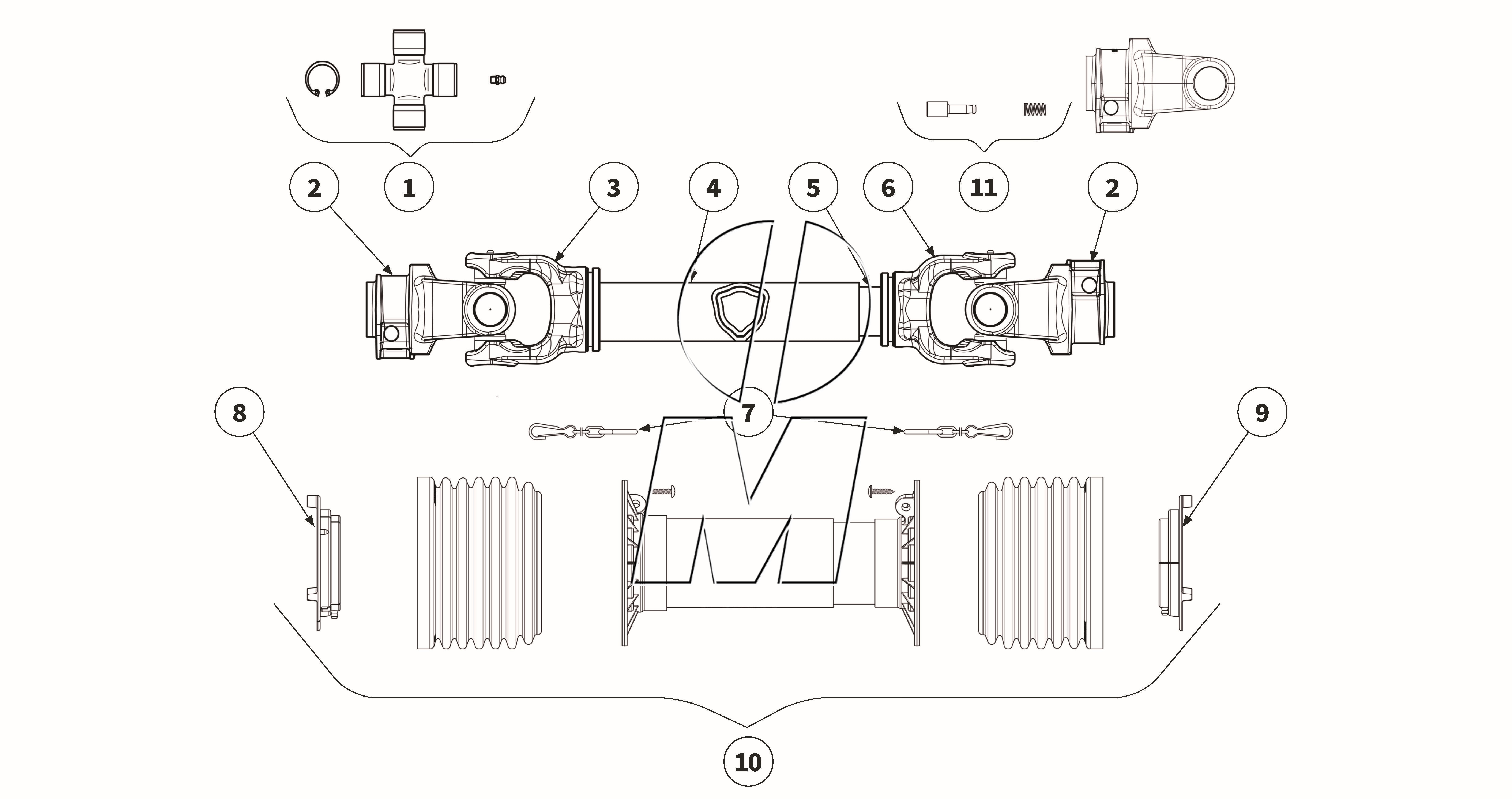 Exploded view 17: Cardan shaft - GE2401 (P_H_ET_25_WEL)