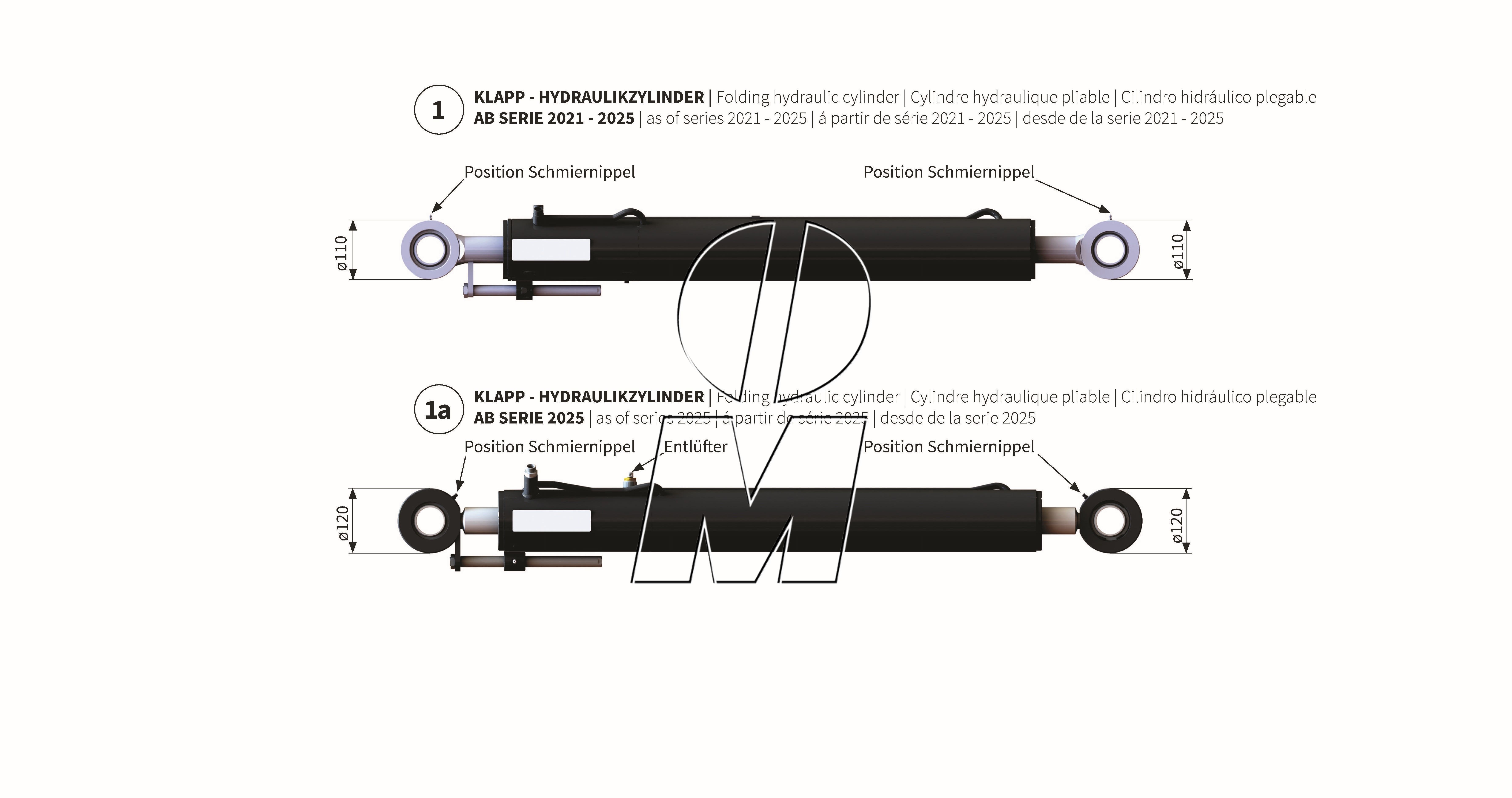 Exploded view 20: Folding hydraulic cylinder (P_PROF_ET_25_WEL)