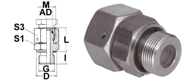 Screw-in socket with sealing cone SW 22